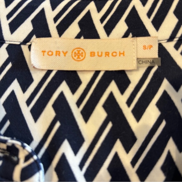 Tory Burch Crista T Lattice Logo Print Shirt Dress Navy White Size S/P - Picture 6 of 11